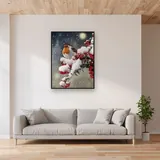 Rouge-gorge sous la Neige Hivernale – Salon