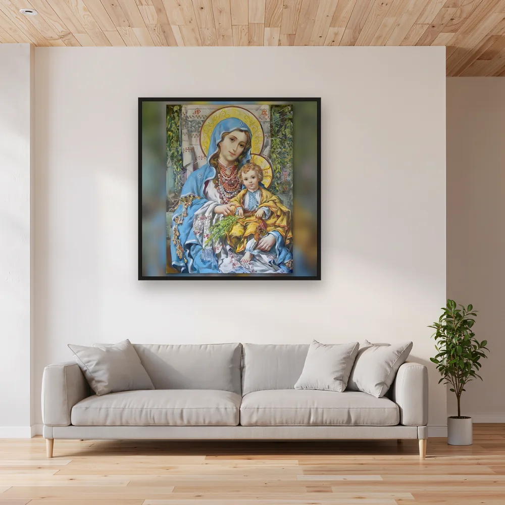 Virgin Mary and Baby Jesus with Wildflowers – Living room