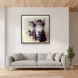 Duo de Chatons aux Yeux de Saphir – mis en situation dans un salon