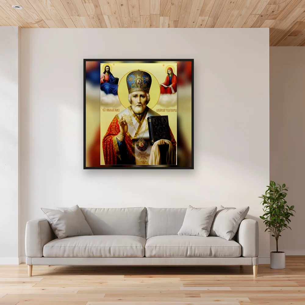 Saint Nicholas, Sacred Icon in Diamond Painting – Living room