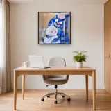 Tendresse Féline : Chats Bleu et Blanc enlacés – Bureau