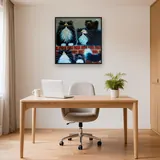 Cinq Chats Ébouriffés sur le Mur de Briques – Bureau
