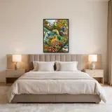 Paradis Tropical : Oiseaux Exotiques et Cascade – Chambre