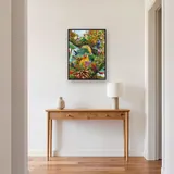 Paradis Tropical : Oiseaux Exotiques et Cascade – Entrée