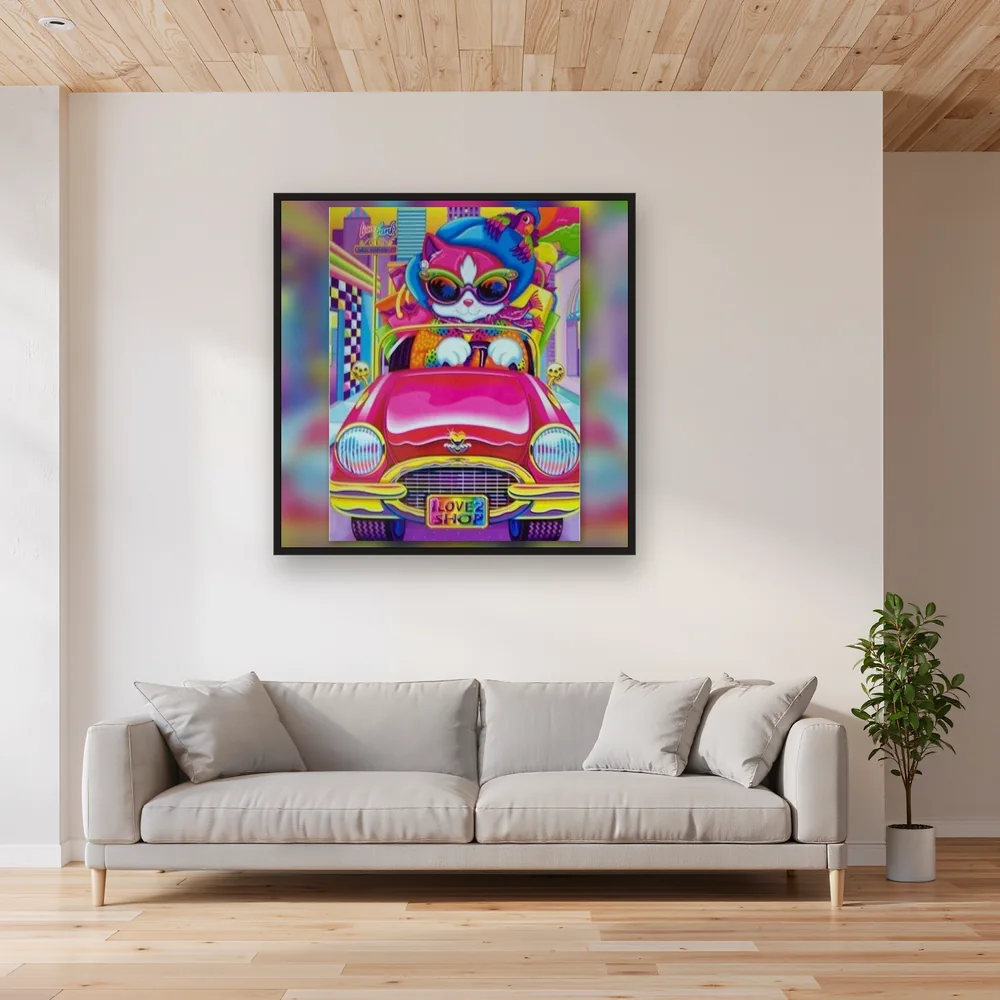 Chat Psychédélique au Volant – Salon