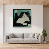 Chat Surpris aux Coussinets Roses – mis en situation dans un salon