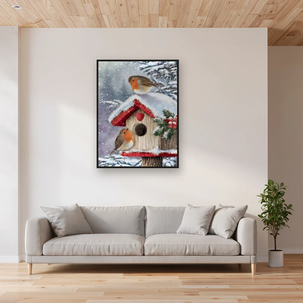 Rouge-gorges sous la Neige : Mangeoire d'Hiver – Salon