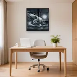 Chat duvet endormi sous la lune d'hiver – Bureau