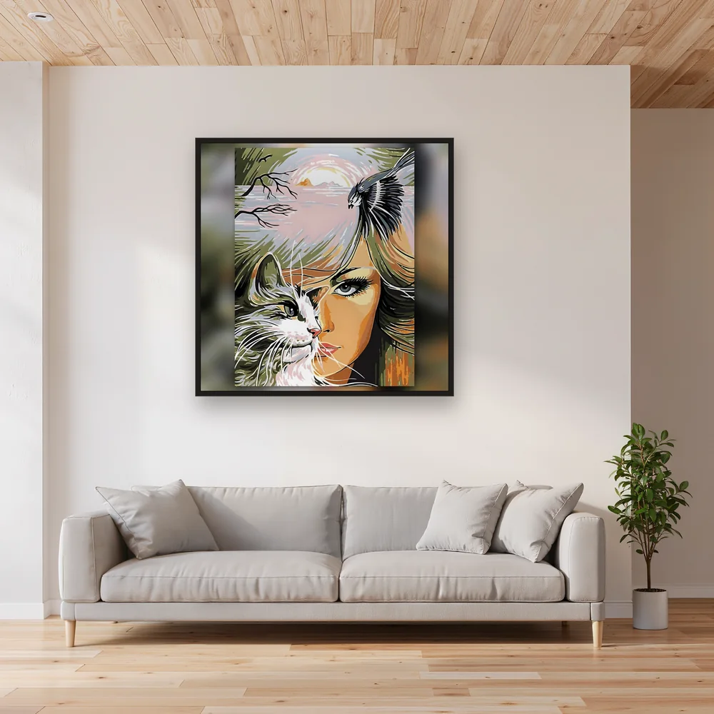 Femme Féline au Couchage Solaire – Salon