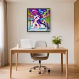 Husky Violet et Ours Polaire sous les Aurores Boréales – Bureau