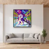Husky Violet et Ours Polaire sous les Aurores Boréales – mis en situation dans un salon