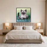 Chaton Siamois aux Fleurs Bleues – Chambre