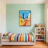 Vibrant Barcelona: Agbar Tower and Park Güell in Diamond Painting – Kids room