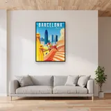 Vibrant Barcelona: Agbar Tower and Park Güell in Diamond Painting – Living room