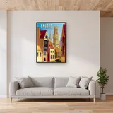 Bruges in Diamond Painting: Colorful Houses and Belfry – Living room