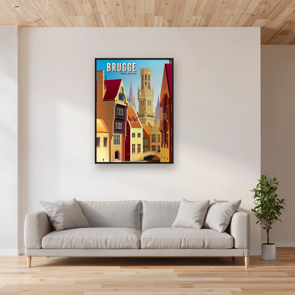Bruges in Diamond Painting: Colorful Houses and Belfry – Living room