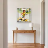 Junge mit Fußball im Aquarellstil – Flur