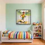 Junge mit Fußball im Aquarellstil – Kinderzimmer