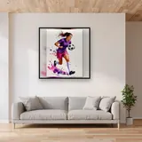Sprinteuse au Ballon Éclaboussures Aquarelle – mis en situation dans un salon