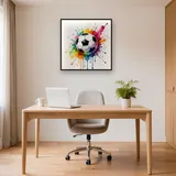 Dynamischer Fußball im Aquarell-Farbsplatter – Büro