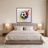 Dynamischer Fußball im Aquarell-Farbsplatter – Schlafzimmer