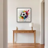 Dynamischer Fußball im Aquarell-Farbsplatter – Flur