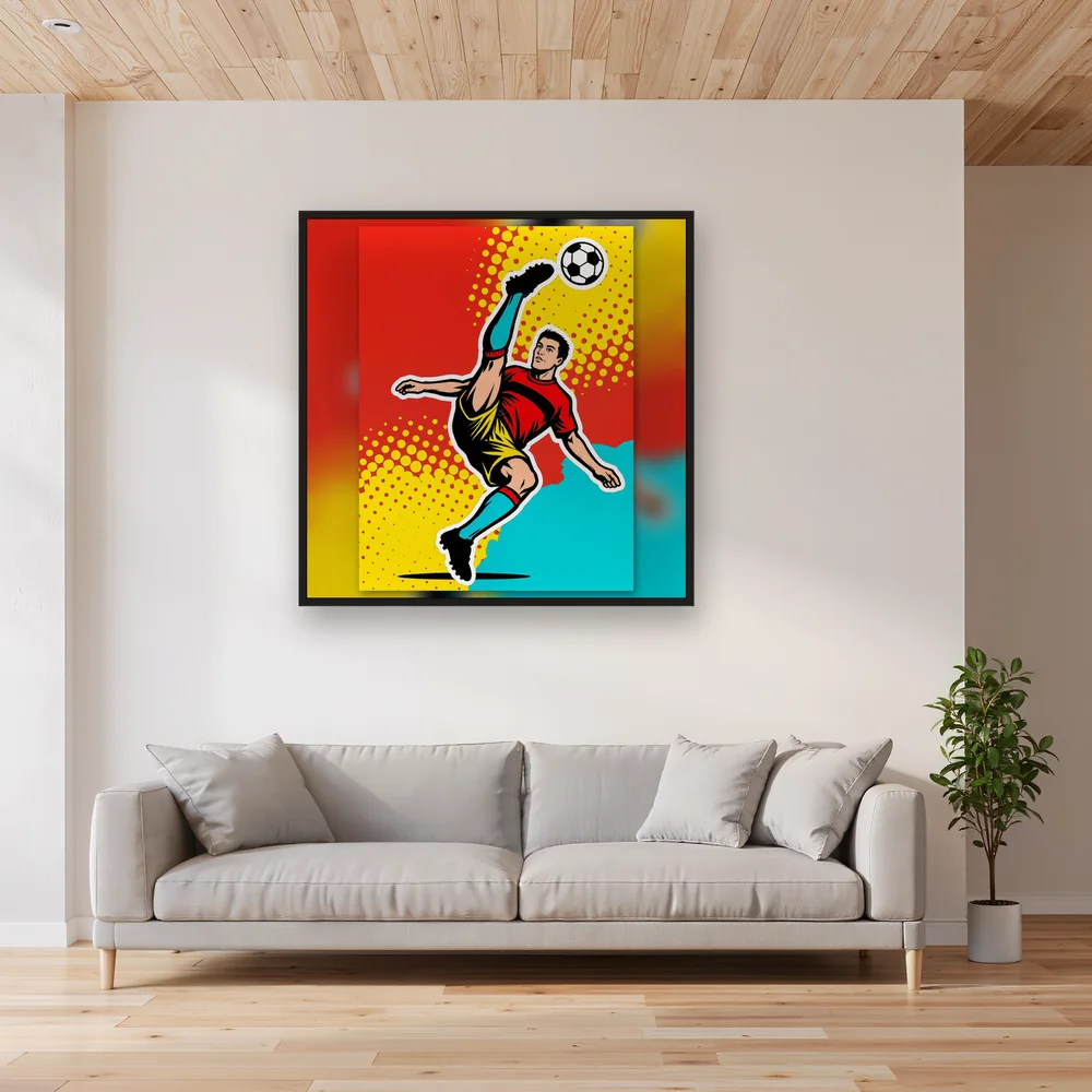 Akrobatischer Fußballer im Pop-Art-Stil – Wohnzimmer