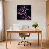 Neon Football Striker in Motion – Office