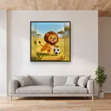 Fröhlicher Löwe Am Fußball – im Wohnzimmer