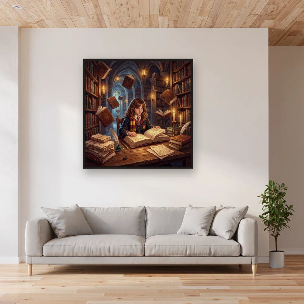 Hermione Granger leest in de bibliotheek van Zweinstein – Woonkamer