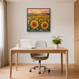 Champ de tournesols au coucher du soleil – Bureau