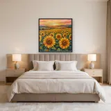 Champ de tournesols au coucher du soleil – Chambre