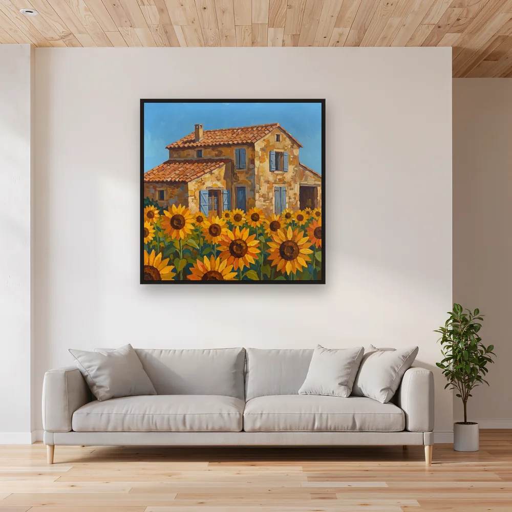 Mas provençal et tournesols sous le ciel d'été – Salon