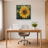 Gros plan tournesol et abeille butineuse – Bureau