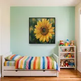 Gros plan tournesol et abeille butineuse – Enfant