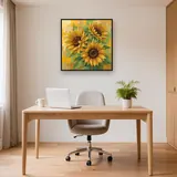 Trois tournesols en aquarelle douce et lumineuse – Bureau