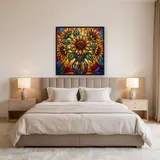 Bouquet de tournesols style vitrail aux couleurs éclatantes – Chambre