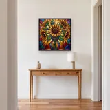 Bouquet de tournesols style vitrail aux couleurs éclatantes – Entrée
