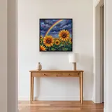 Zonnebloemen Onder Regenboog Na De Storm – Hal