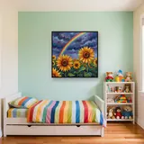 Zonnebloemen Onder Regenboog Na De Storm – Kinderkamer