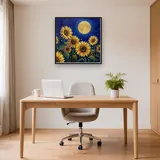 Tournesols sous la pleine lune et lucioles – Bureau