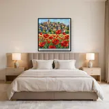 Village provençal et champ de coquelicots rouges – Chambre