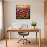 Coquelicots rouges et lavande violette à l'heure dorée – Bureau