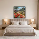 Chemin de campagne bordé de coquelicots et marguerites – Chambre