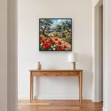 Chemin de campagne bordé de coquelicots et marguerites – Entrée