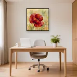 Rote Mohnblüte mit Morgentau – Büro