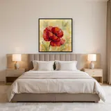 Rote Mohnblüte mit Morgentau – Schlafzimmer