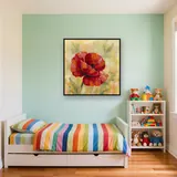 Rote Mohnblüte mit Morgentau – Kinderzimmer