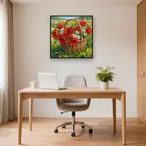 Panier en osier de coquelicots et marguerites – Bureau