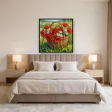 Panier en osier de coquelicots et marguerites – Chambre